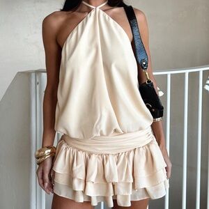 Latina open back mini dress in baby yellow